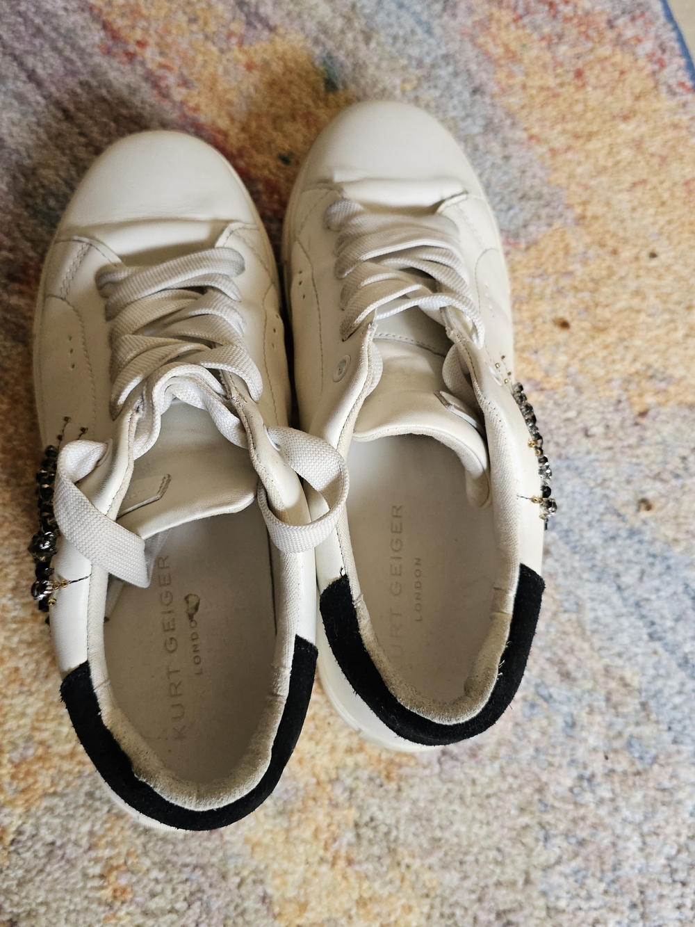 Kurt Geiger Embellished White Beaded Evil Eye London Sneakers Size Womens 9 - Picture 5 of 8
